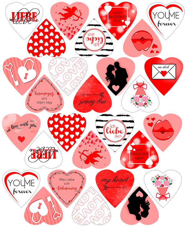 Bedruckte Oblaten Valentinstag Rot – Bild 1
