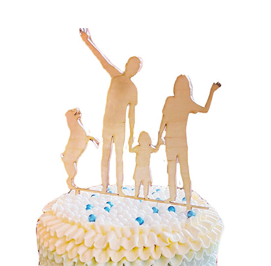 CakeTopper - Familie - Eltern mit Mädchen und Hund – Bild 2