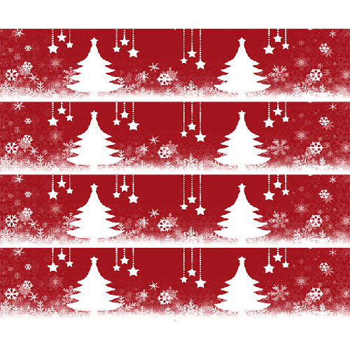 Tortenband rot mit weißen Schneeflocken und Tannenbaum