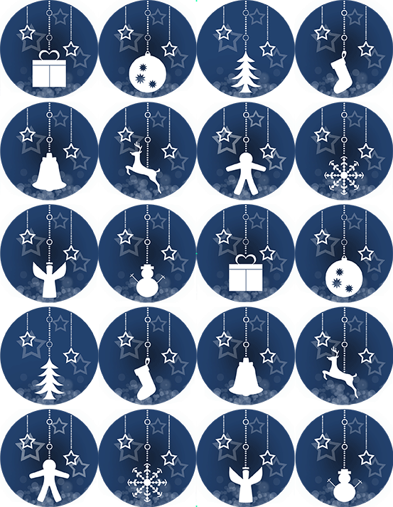 Oblaten mit Motiv Weihnachten Blau – Bild 1