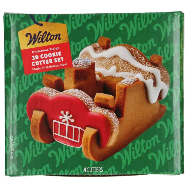 Wilton Cookie Cutter Ausstecher Weihnachtsschlitten  Verpackung mit Bild des Schlittens