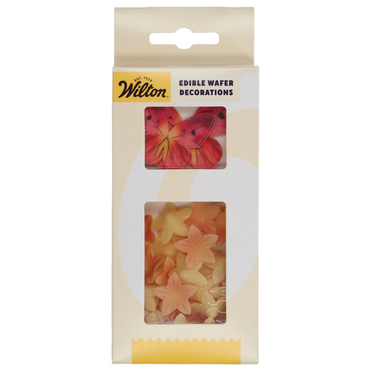 essbare Oblatendekoration Schmetterlinge und Blumen Orange Pink in Packung