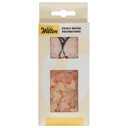 essbare Oblatendekoration Schmetterlinge und Blumen ombre rosa Packung