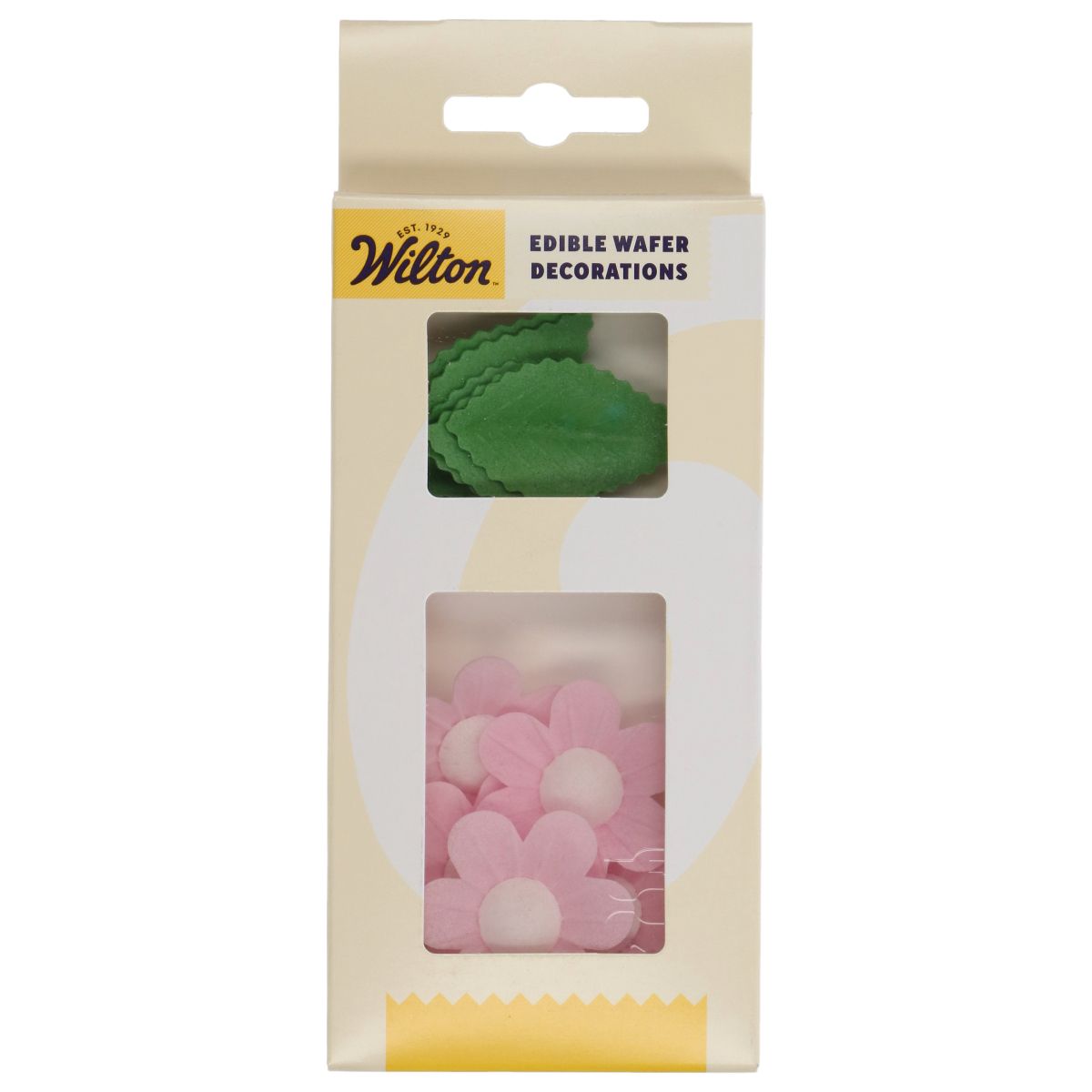 Oblatendekoration Blumen mit Blättern rosa Packung