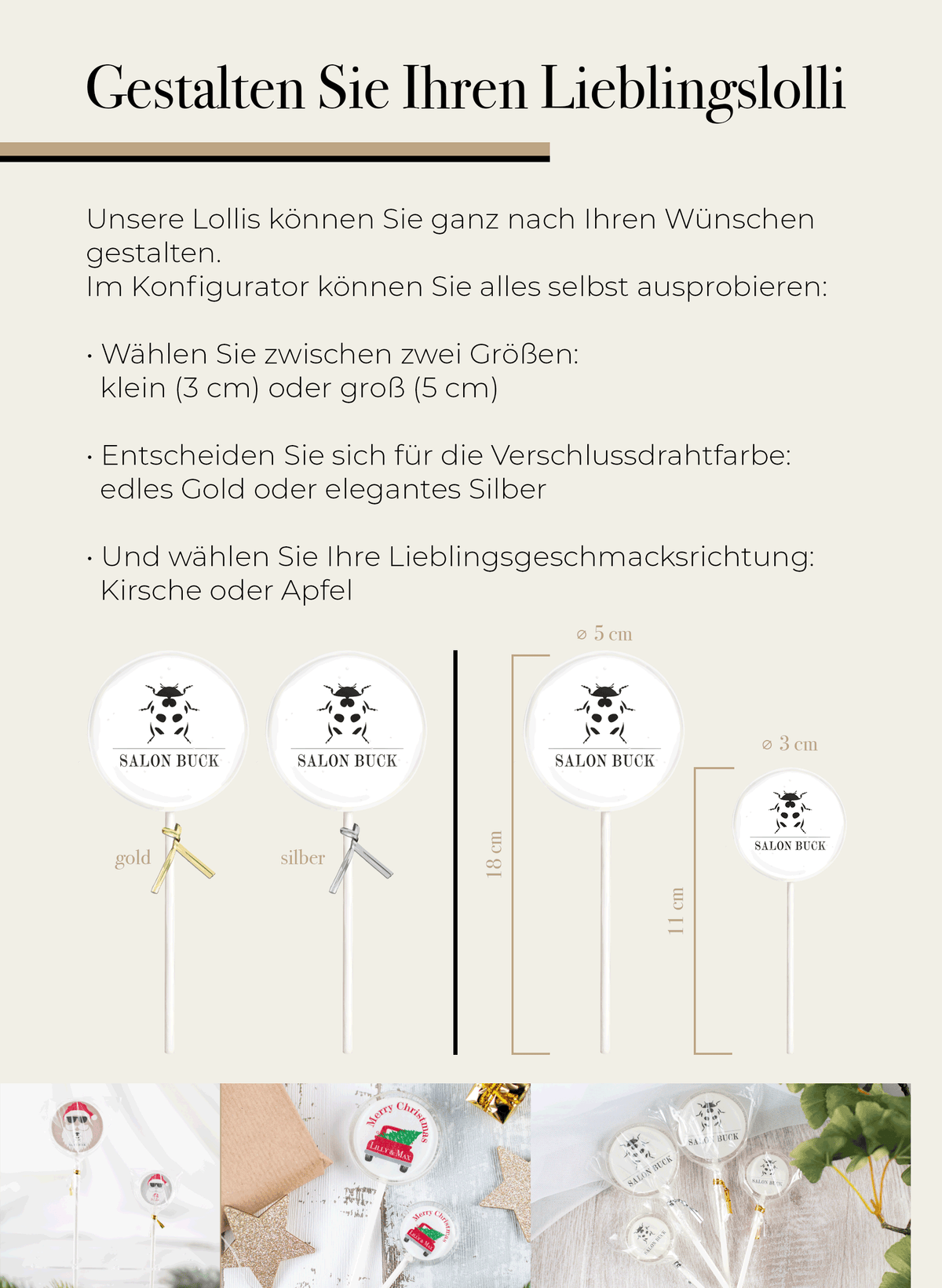 Beschreibung der Größen und Farbauswahl des Drahtes