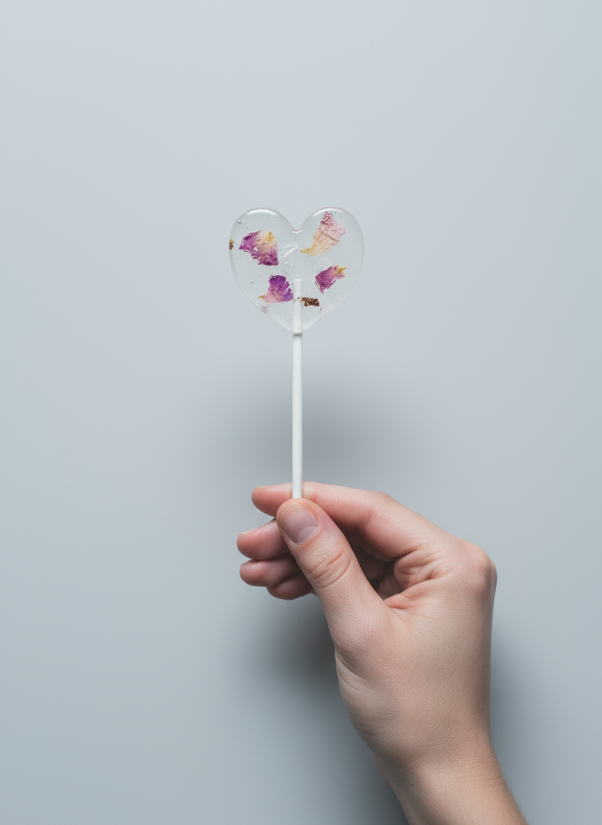 Blütenlolli Lovestory rosa Rosenblüten in Hand
