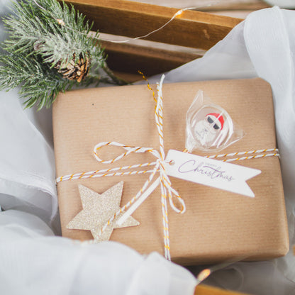 MotivLolli Crazy Santa als Geschenkanstecker