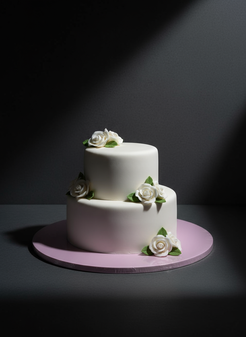 Tortenplatte pastell Purple rund mit heller Torte dunkler Hintergrund