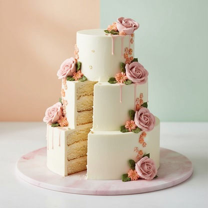 Simply Making Matt Masonite Board rund rosa Marmor mit 3 stöckiger Torte