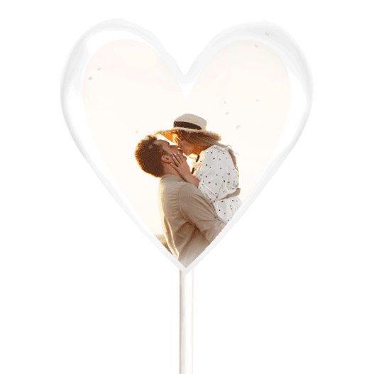 Fotololli in Herzform mit Beispielfoto eines Paares