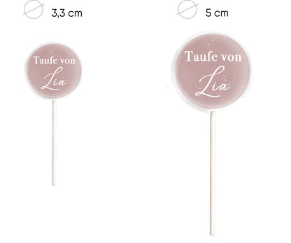 Größenvergleich 3cm und 5cm Lolli MotivLolli Italia