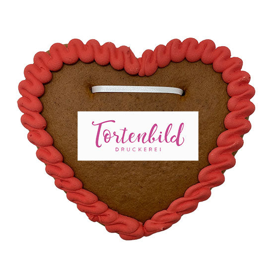 Lebkuchenherz rot weißer Rand mit Logo oder Motiv – Bild 1