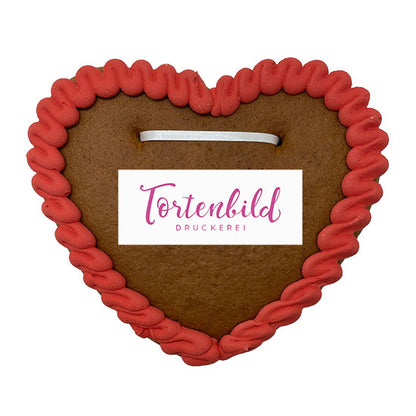Lebkuchenherz rot weißer Rand mit Logo oder Motiv – Bild 1