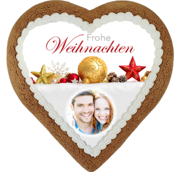 Lebkuchenherz Maxi - Motiv Goldene Deko