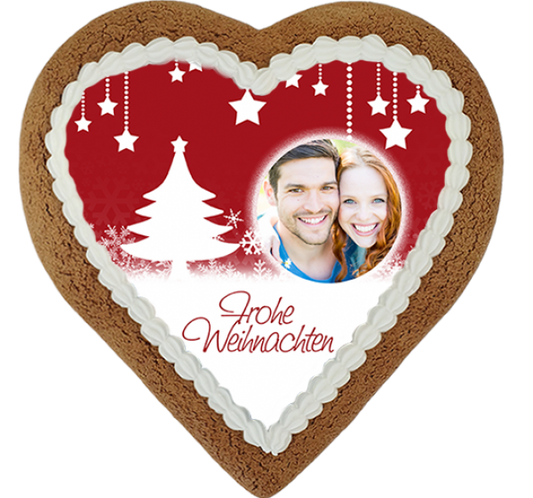 Lebkuchenherz Maxi - Motiv Weiße Weihnacht