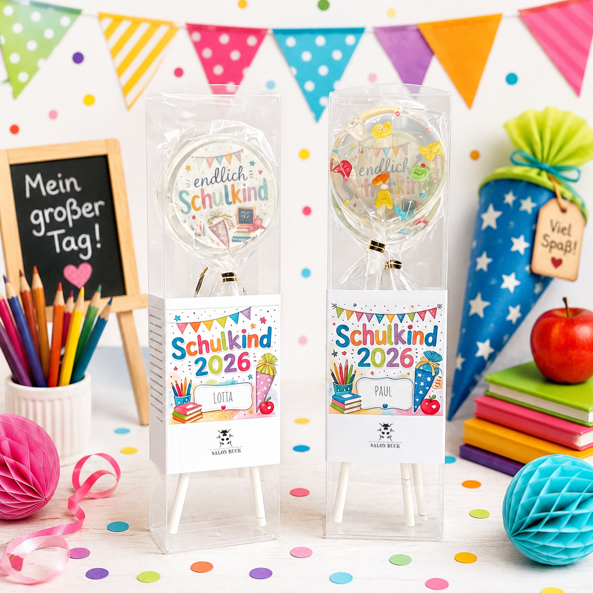 Lolli-Geschenkset Endlich Schulkind – Personalisiert mit Name – Bild 2