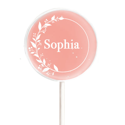 Motivlolli Lorbeerkranz in peach mit Namen