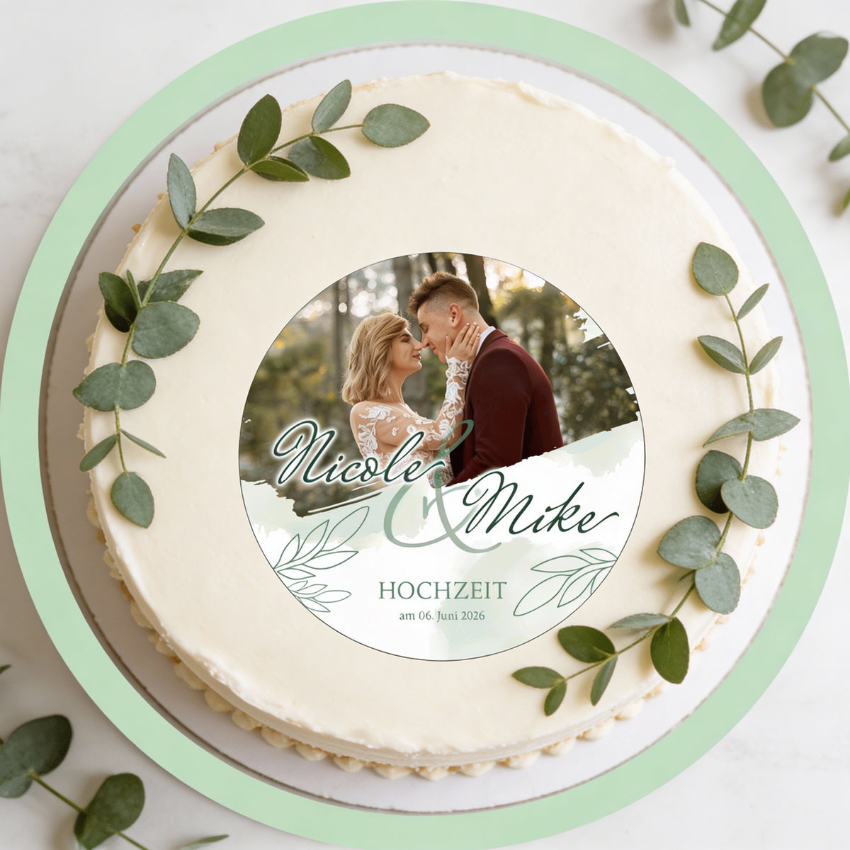 Tortenbild Hochzeit - Grüne Zweige – Bild 2
