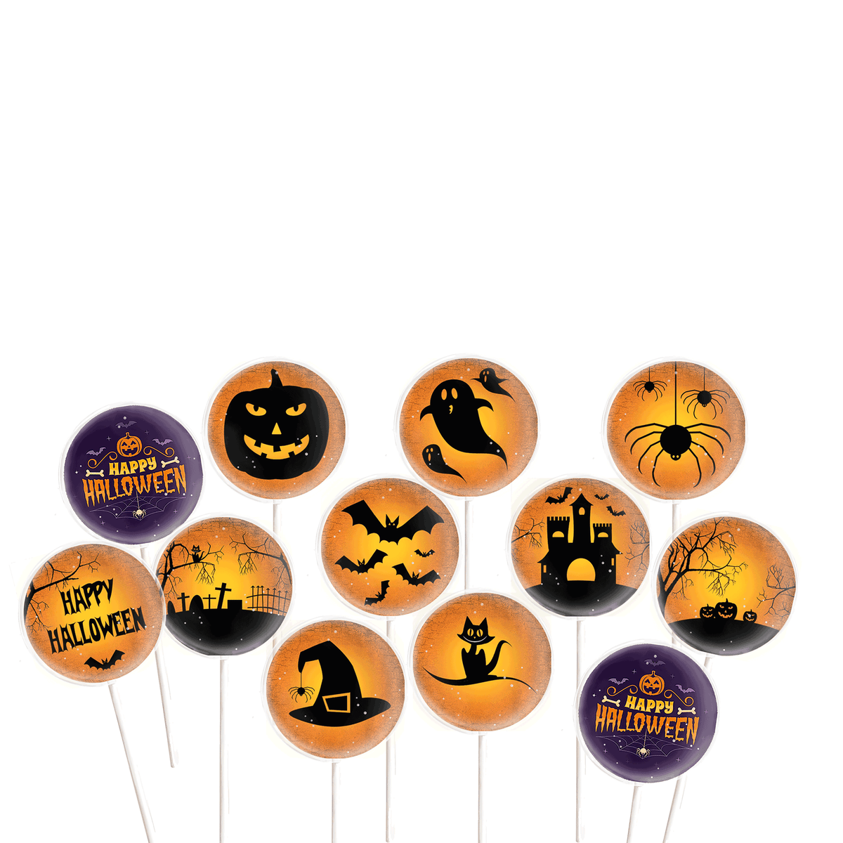 Motivlollis Set Orangene Halloween Bilder
