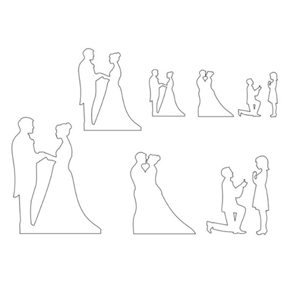 Patchwork Cutter Wedding Silhouette Set – Bild 3