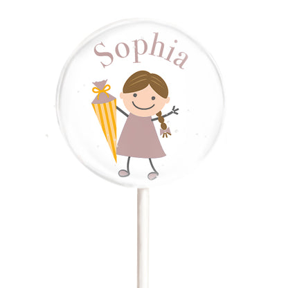 Schulmädchen Motivlolli braun