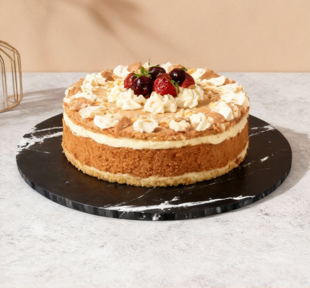 Simply Making Matt Masonite Board rund schwarz Marmoroptik mit Torte