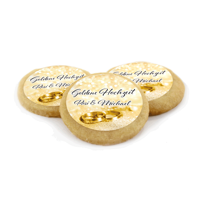 MotivCookie Goldene Hochzeit mit Ringen und Namen 3 Kekse