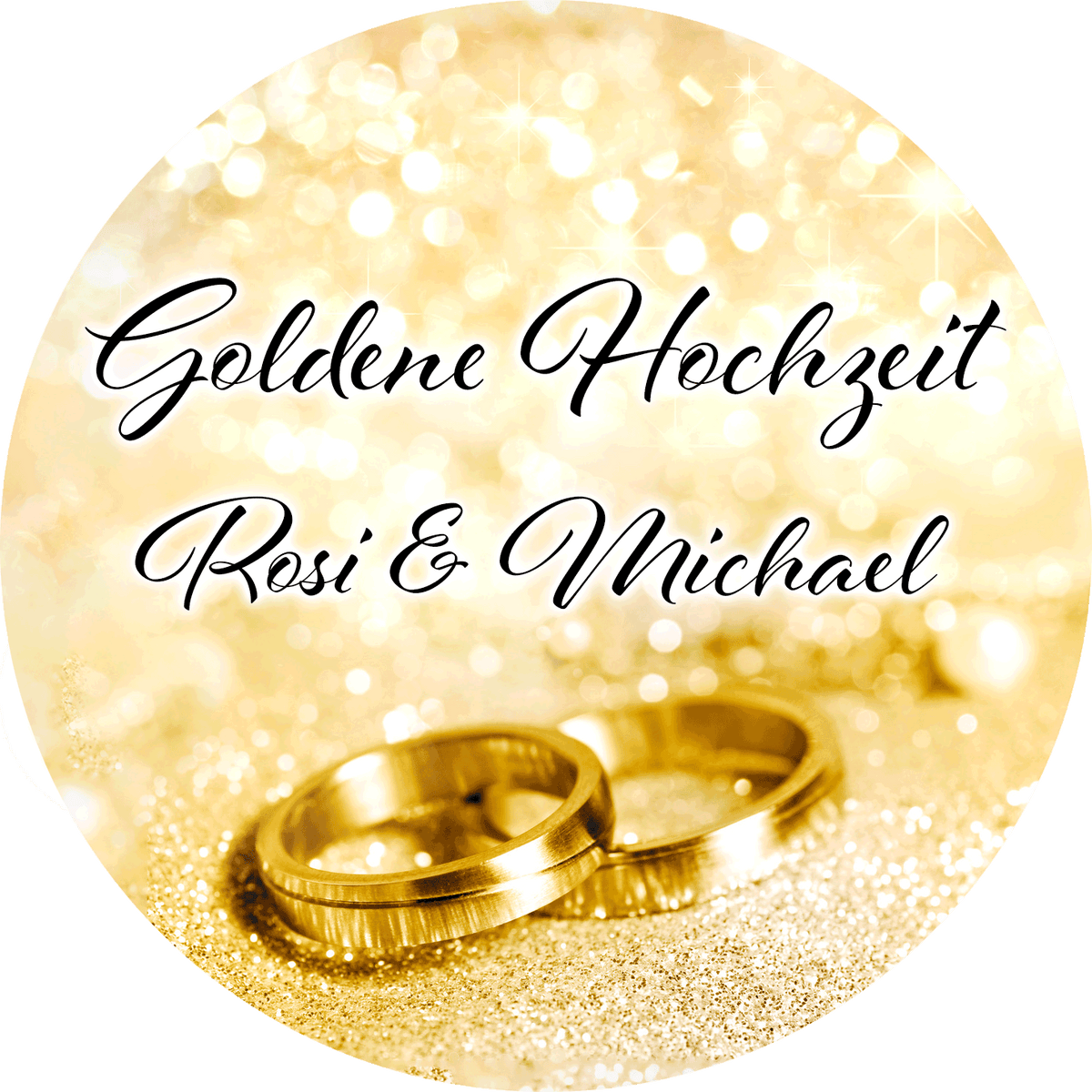 MotivCookie Goldene Hochzeit mit Ringen und Namen Druckmotiv