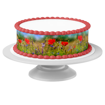 Tortenband Blumenwiese 3 essbar -  4 Stück á 24cmx5cm – Bild 1