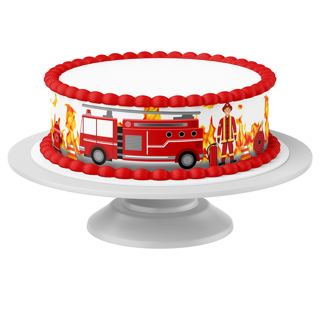 Tortenband Feuerwehr essbar - 4 Stück á 24cm x 5cm – Bild 1