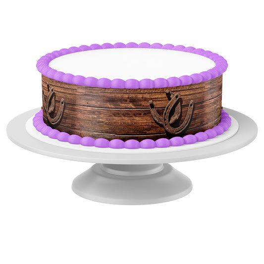 Tortenband Hufeisen um Torte auf Tortenständer