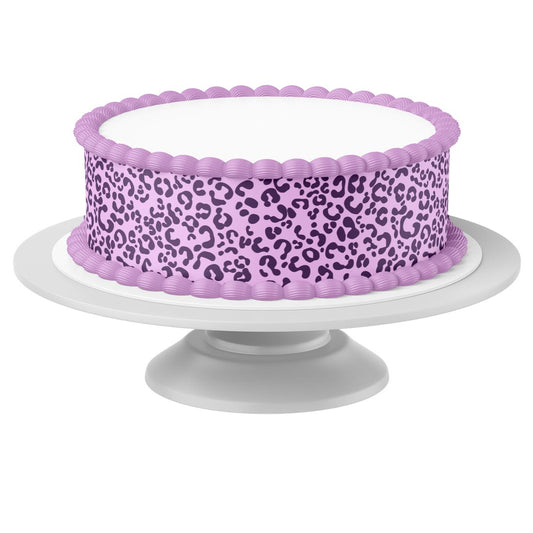 Tortenband Leopard rosa um Torte auf Tortenständer