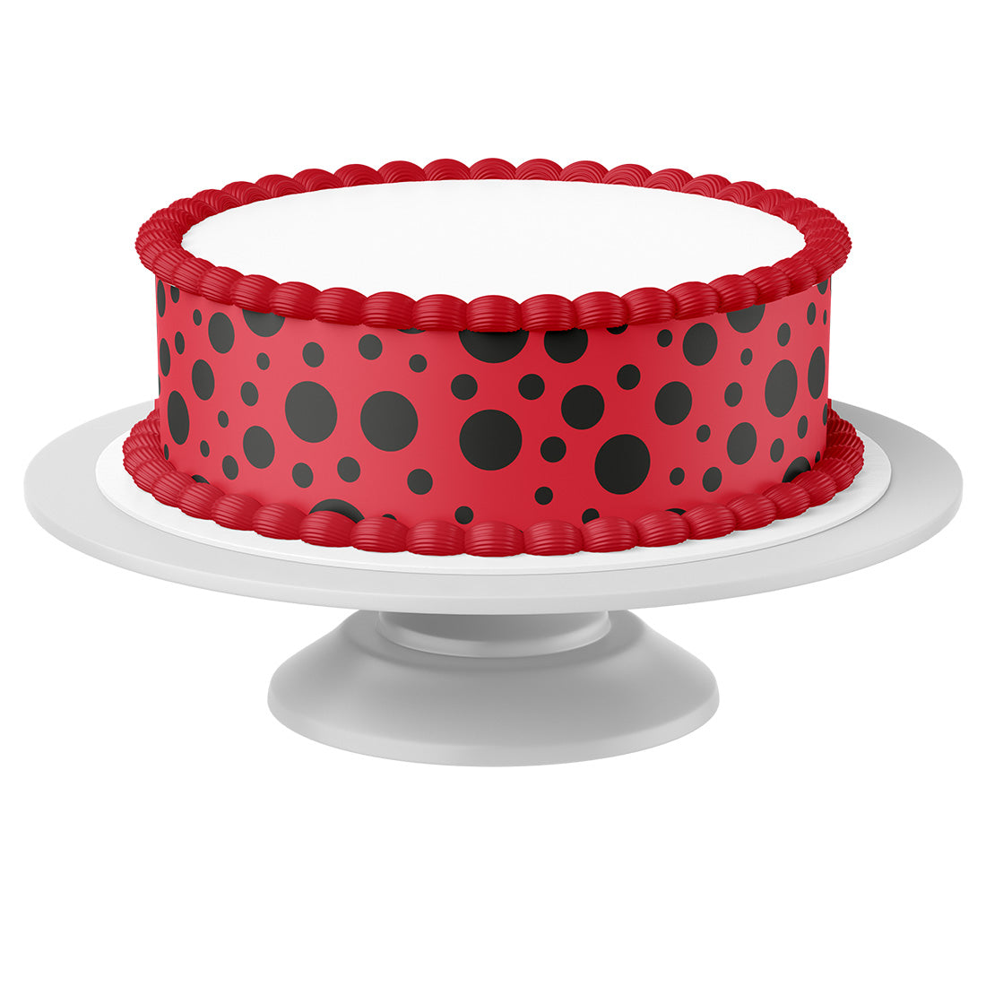 Tortenband Marienkäfer um Torte auf Tortenständer