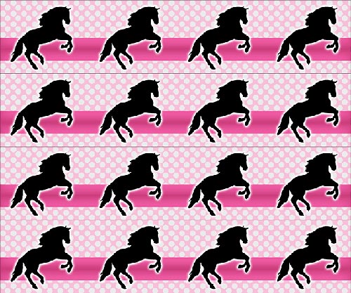Tortenband rosa und pink mit schwarzem Pferd