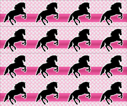Tortenband rosa und pink mit schwarzem Pferd