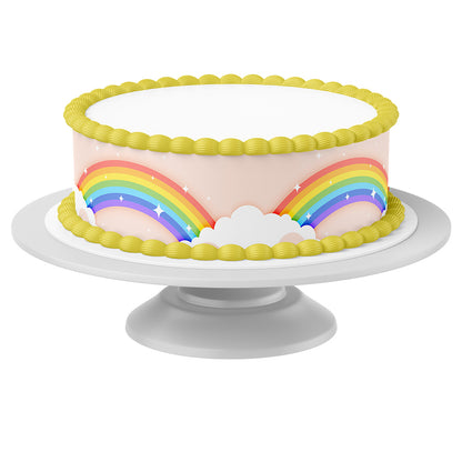 Tortenband Regenbogen um Torte auf Tortenständer