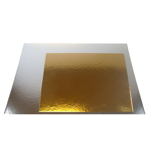 Tortenplatte quadratisch 25 x 25cm 1mm stark - gold silber
