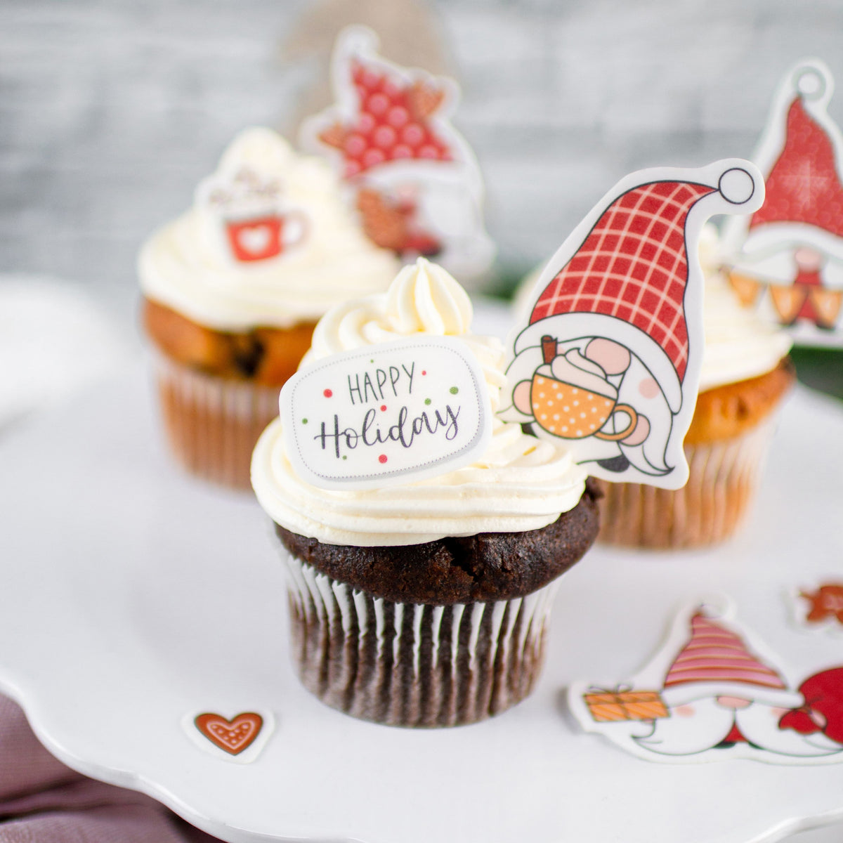 Wichteloblaten Happy Holidays auf CupCakes