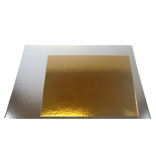 Cake plate square 20 x 20cm 1mm thick gold / silver