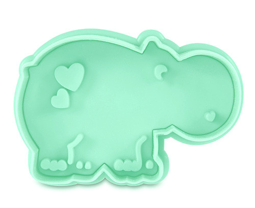 Embossed cookie cutter with ejector - Hippo