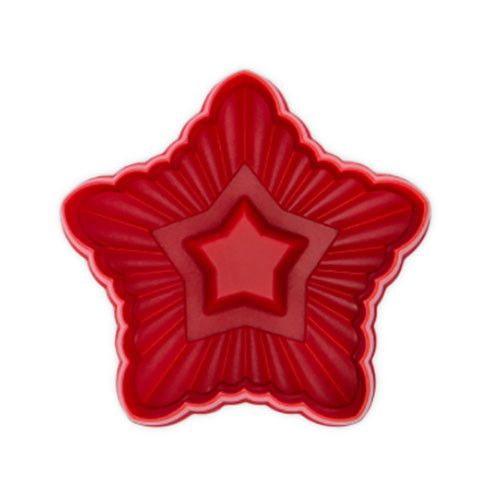 Embossed cookie cutter with ejector - Wavy Star
