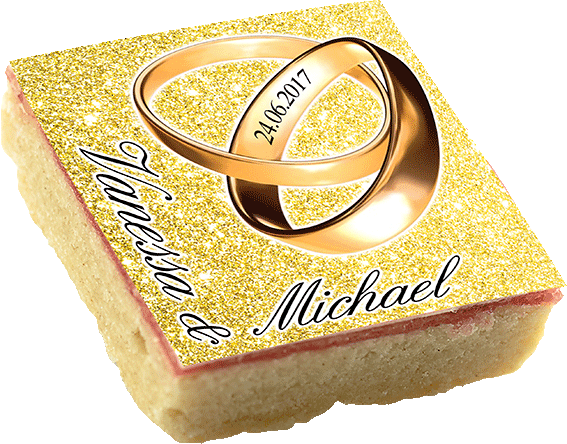 Motiv-Kekse - Hochzeit - Ringe gold