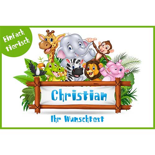 Picture Cake Topper Rectangular Zoo Animals