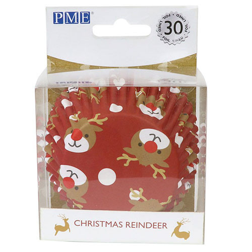 PME foil coated baking cups - Christmas Reindeer - Maxi - 30 pcs