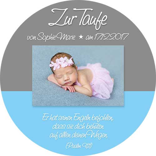 Picture Cake Topper baptism round motive 9 Blue