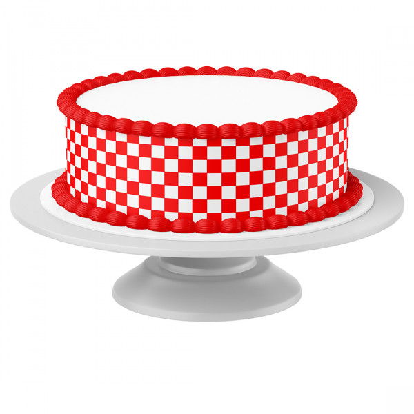 Cake Ribbon Checkered Flag red edible- 4 Pieces á 24cmx5cm