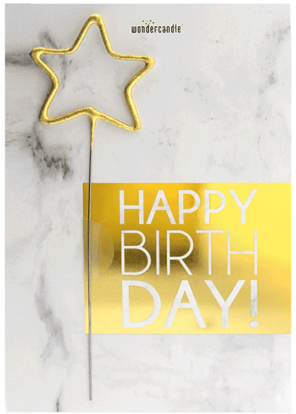 Wondercard - Geschenkkarte gold marmor - Happy Birthday