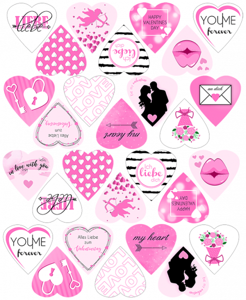 Printed wafers Valentine's Day Pink