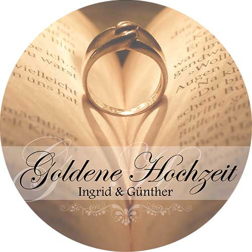 Picture Cake Topper Golden Wedding Book Round