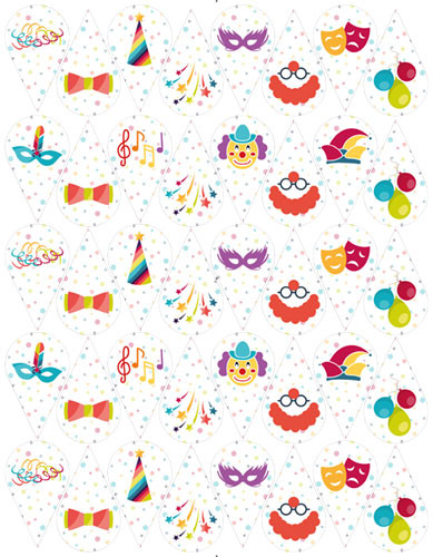 printed wafers for insertion 40 pieces - 50x30mm - Carnival motif